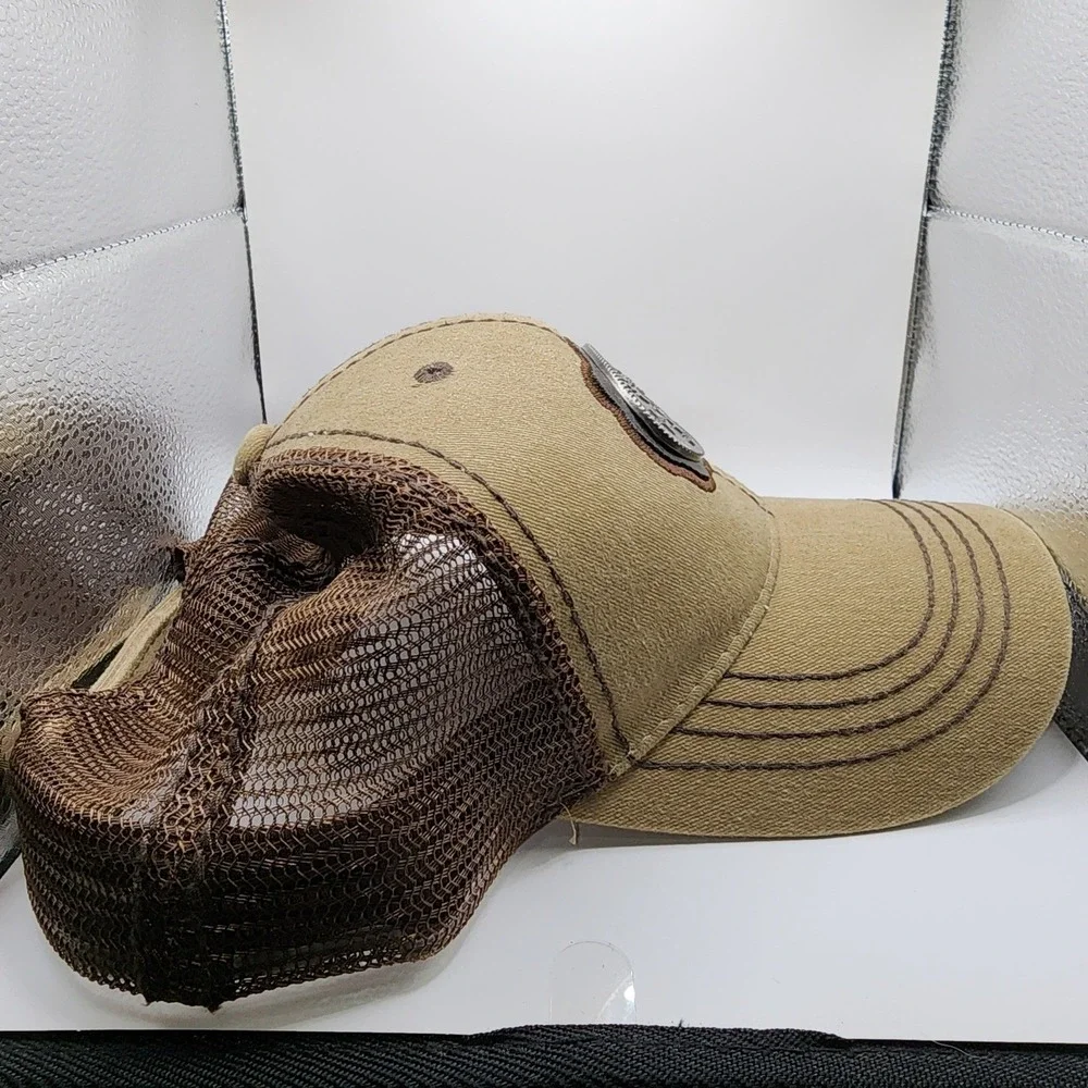 Stockyards Championship Rodeo‎ Trucker Hat Tan Brown Mesh Snapback Western Cap